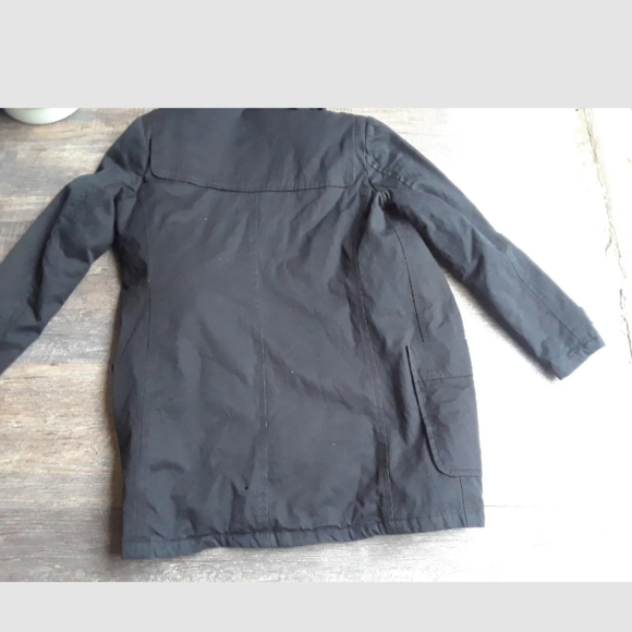 Zara Man Black Womens Trench Coat M Over Coat Rn 77302 Rope Wood Buttons B6 - Picture 5 of 5